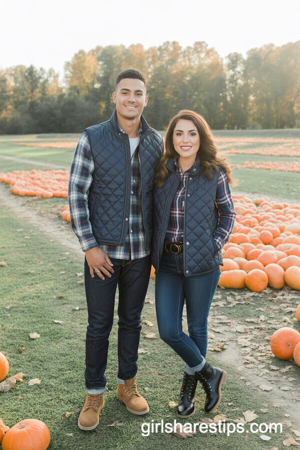 Navy quilted vests & plaid shirts