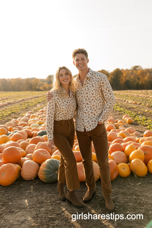 Boho fall floral shirts & corduroy pants