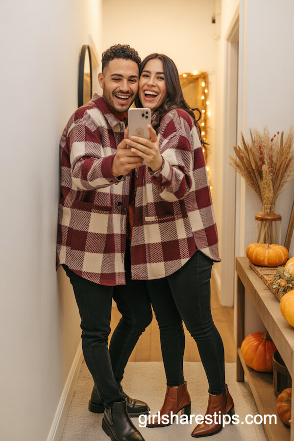 Plaid shackets black jeans