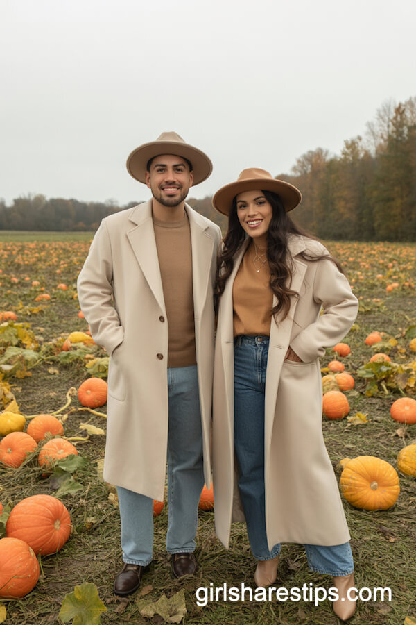Cream wool coats caramel sweaters