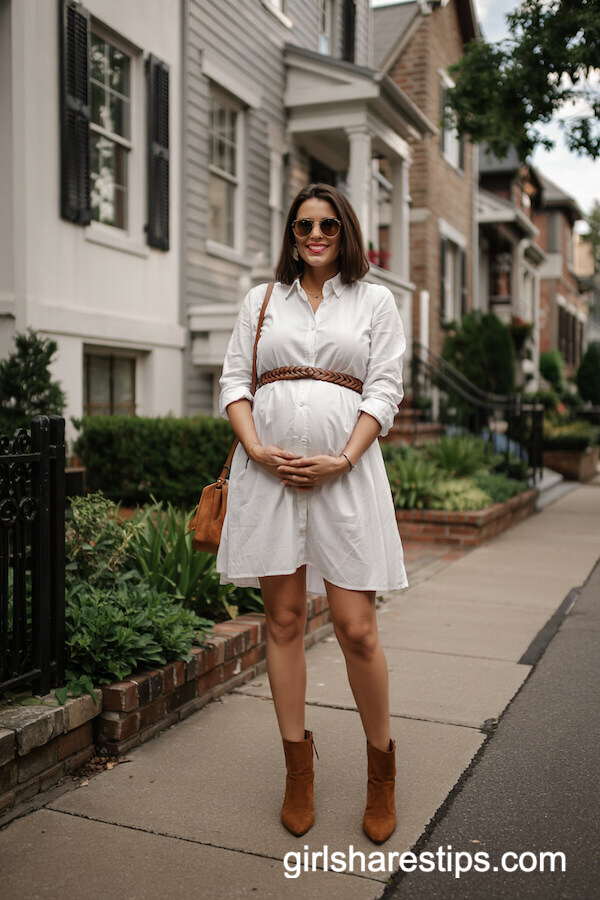 White Shirtdress & Braided Belt