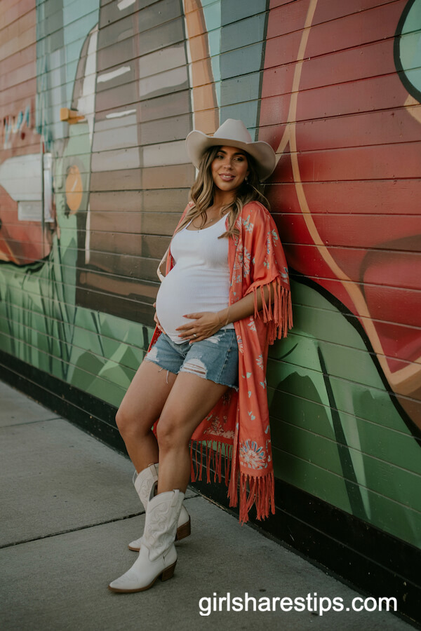 Fringed Kimono With Denim Shorts