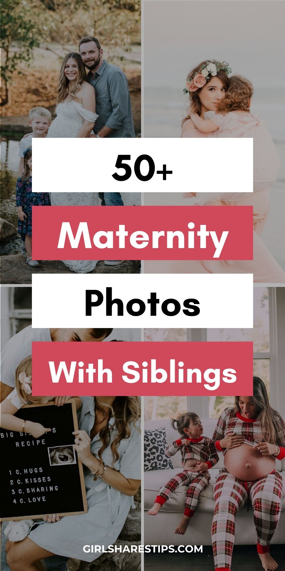 maternity photos with siblings collage