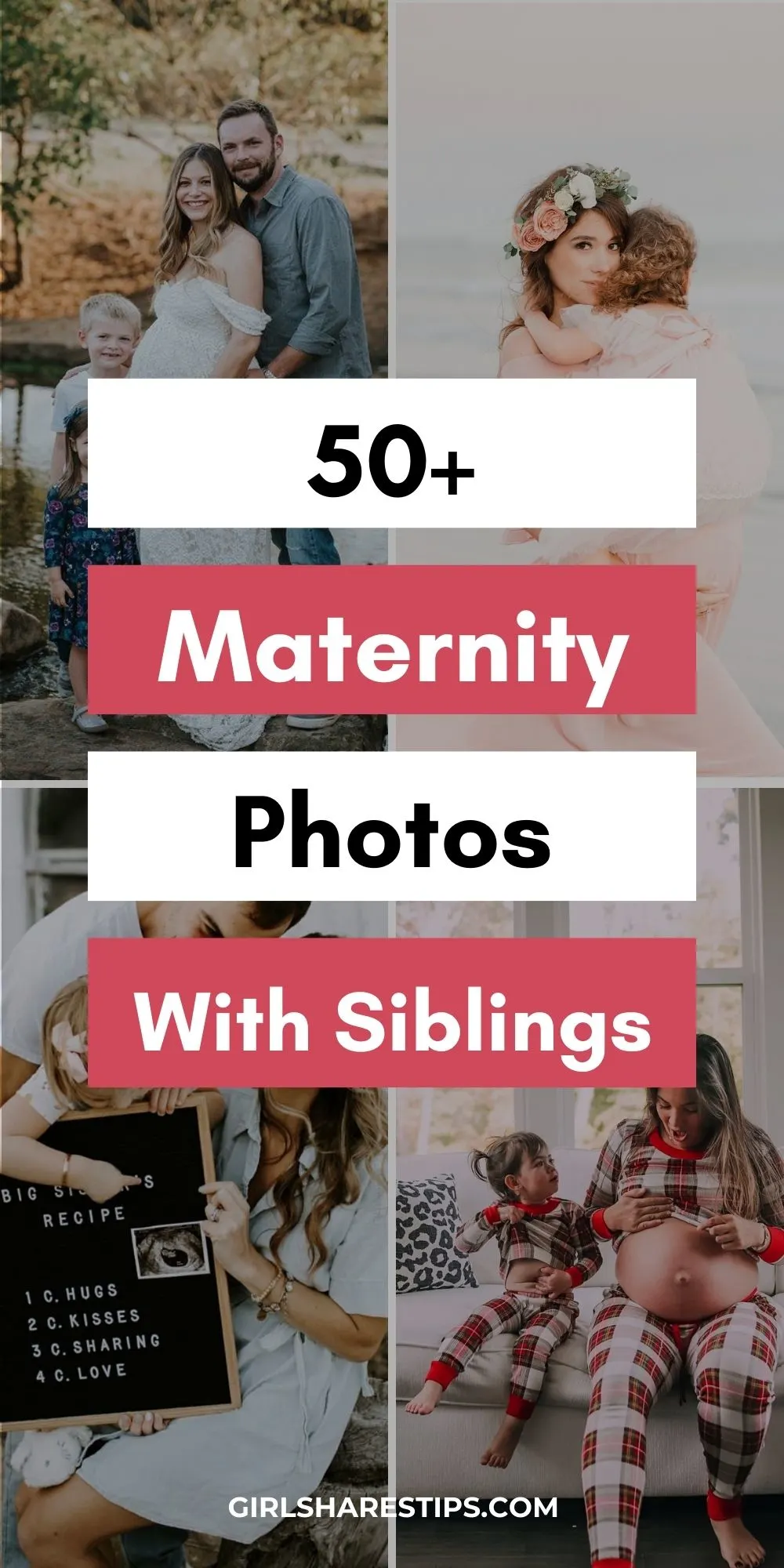 maternity photos with siblings collage