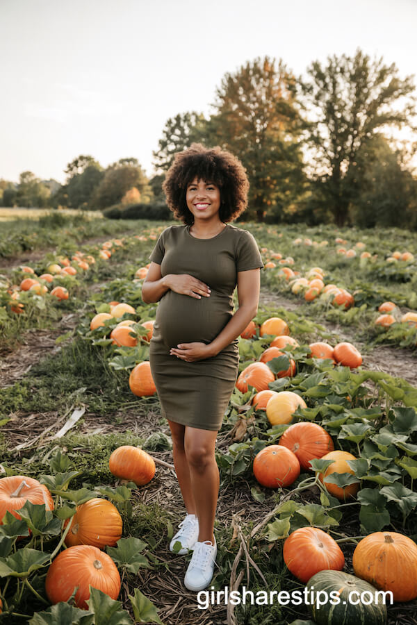 Olive Green Fitted T-Shirt Maternity Dress and White Sneakers