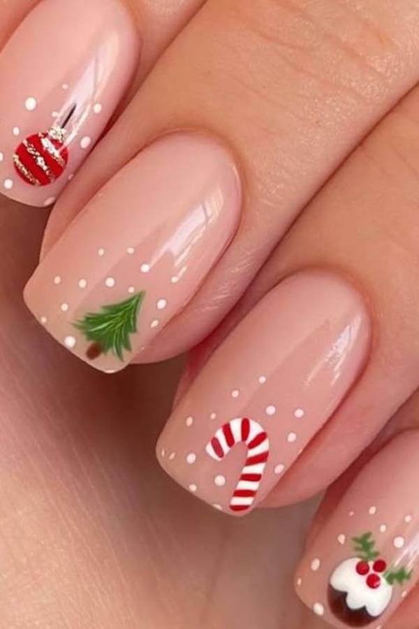 Cute Christmas Icons Minimalist Nails