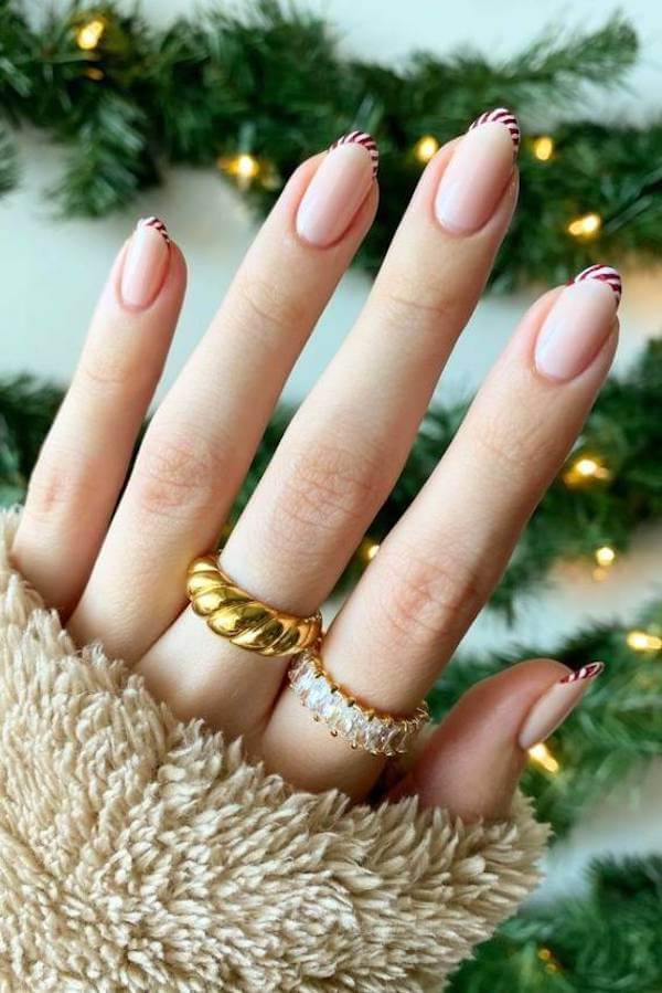 Candy Cane Stripe French Nails