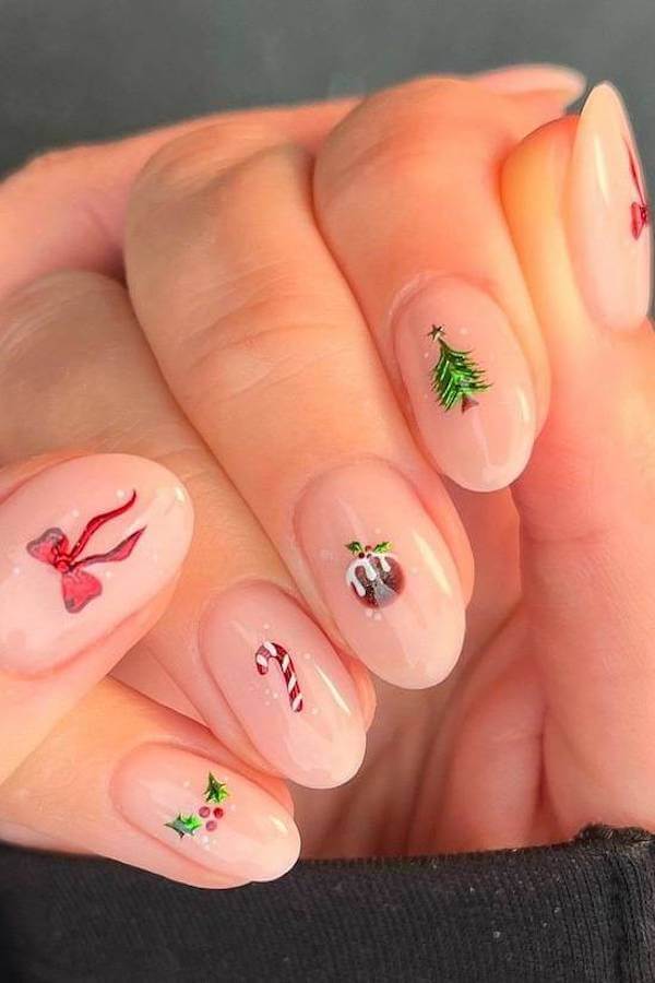 Minimal Christmas Icon Nails
