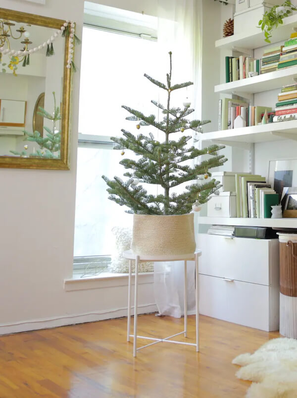 Simple Small Christmas Tree in a Basket