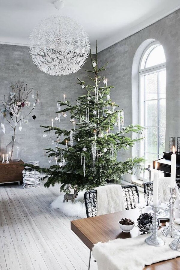 Nordic Minimal Christmas Tree with White Accents
