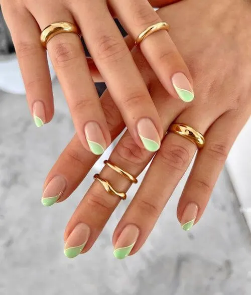 Mint Green French Tips