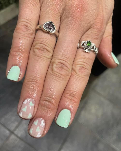 Floral Design With Mint Green Polish