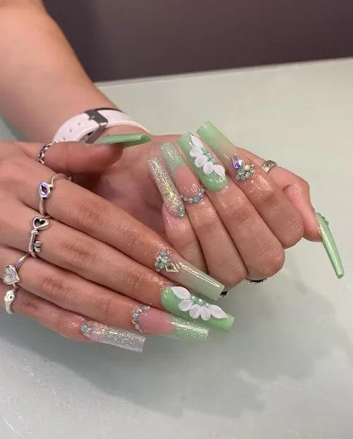 Mint Green Acrylic Nails