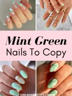 mint green nails collage