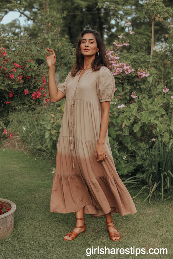 Tiered Boho Maxi Dress with Strappy Sandals