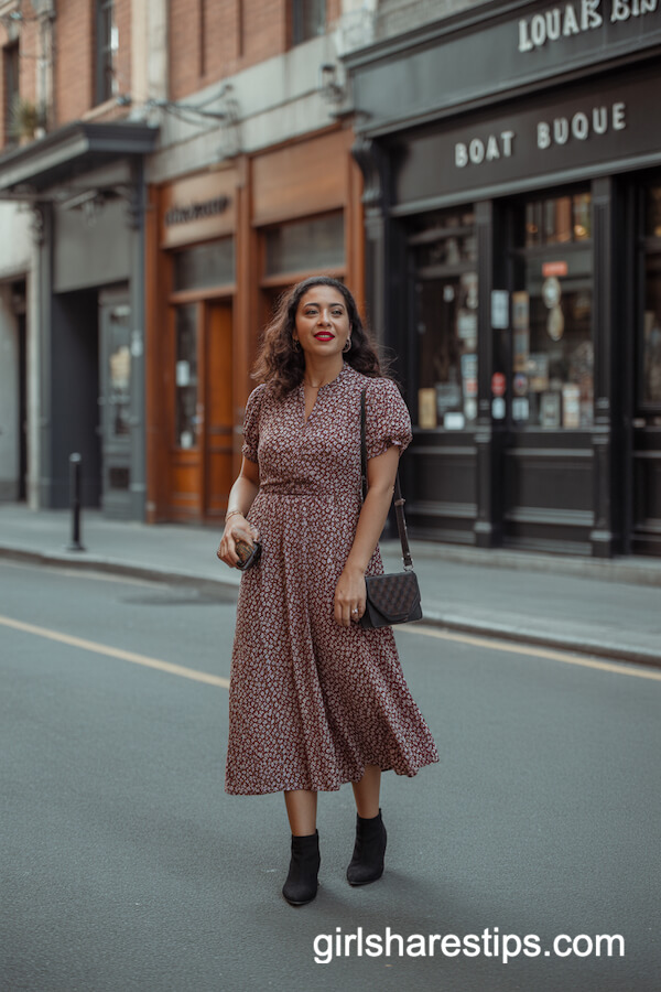 Vintage-inspired floral midi dress