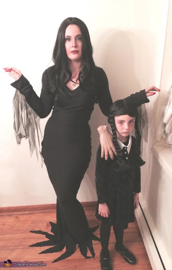 Morticia and Wednesday Addams Costumes