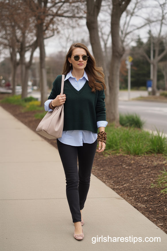 Layered Sweater And Skinny Jeans Casual Friday Office Outfit