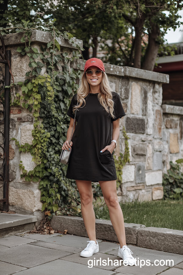 Casual T-Shirt Dress and Baseball Cap