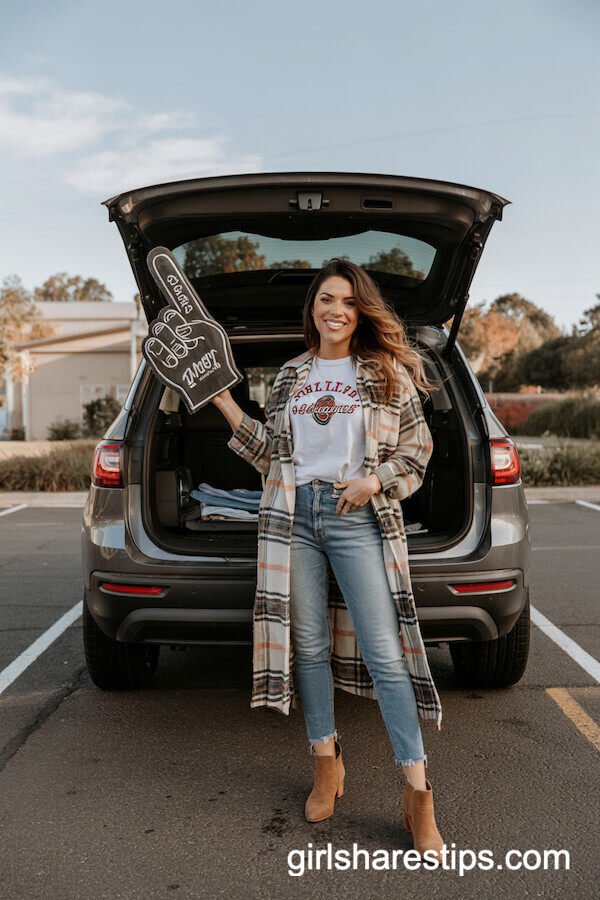 Plaid Shacket with Skinny Jeans Outfit