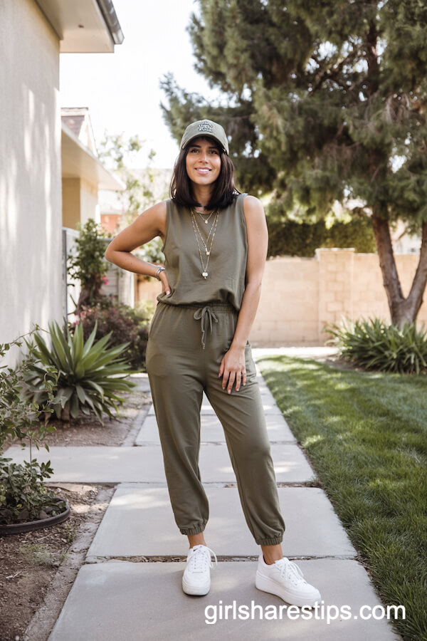 Olive Jogger Jumpsuit Ensemble