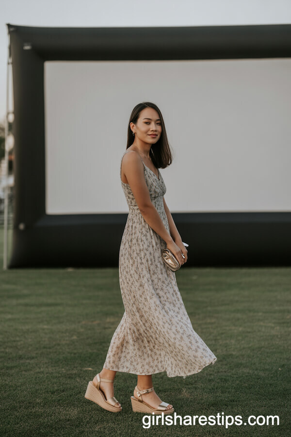 Flowy Floral Maxi Dress for Outdoor Movie Nights