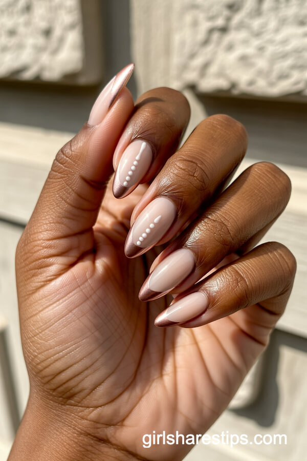 Beige and Rose Gold Nails with Dots
