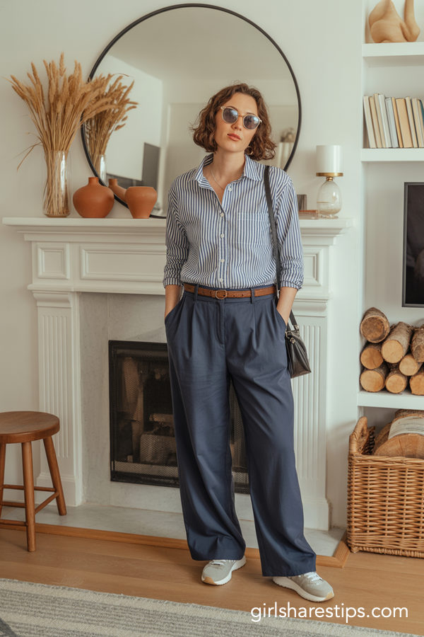 navy blue pants outfits for women over 40