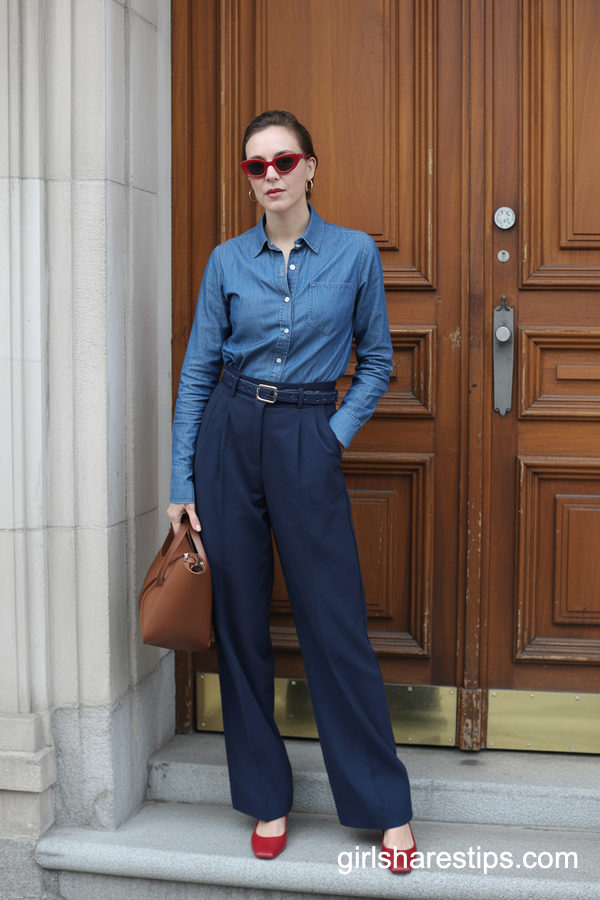 navy blue pants outfits for work