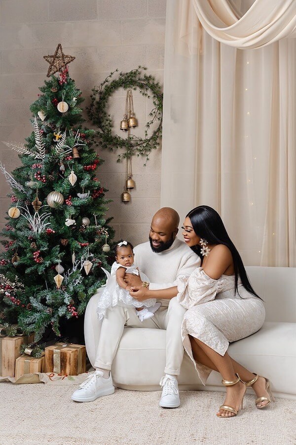 Elegant Ivory and Champagne Christmas Attire