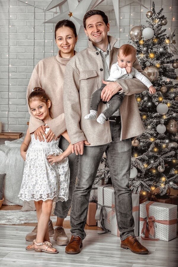 Taupe and Grey Coordinated Family Outfits