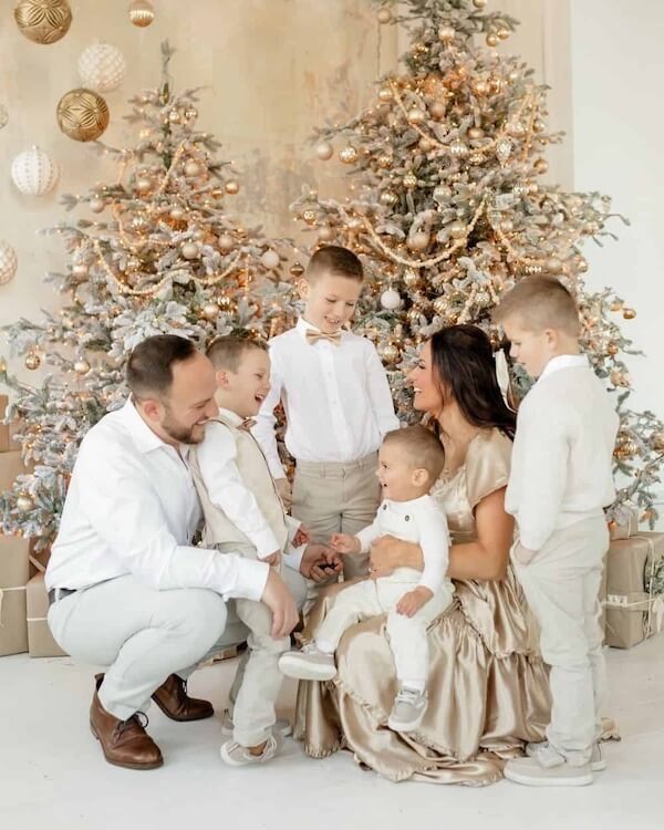 Gold and Cream Formal Family Christmas Style