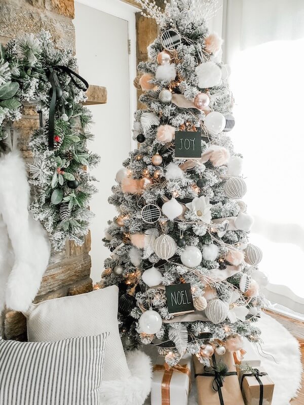 Flocked Blush and White Christmas Tree