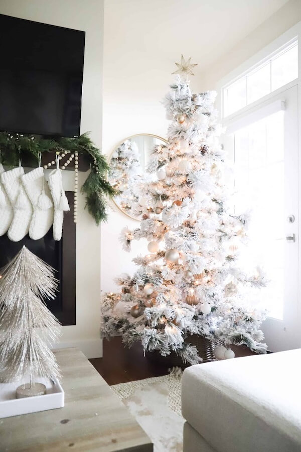 Flocked White and Gold Christmas Tree