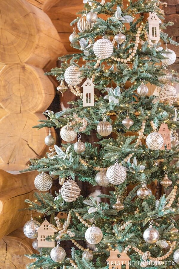Beaded Garland and Wood Ornament Christmas Tree