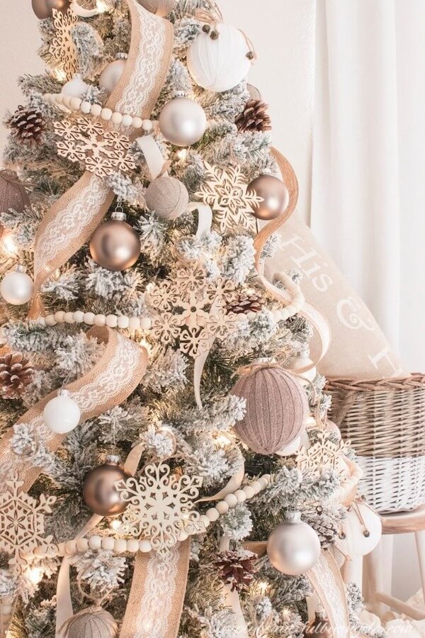 Cozy Flocked Neutral Christmas Tree