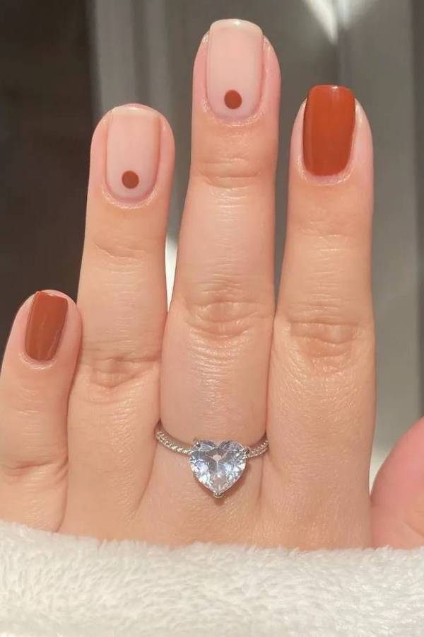 Terracotta Dot Accent Nails