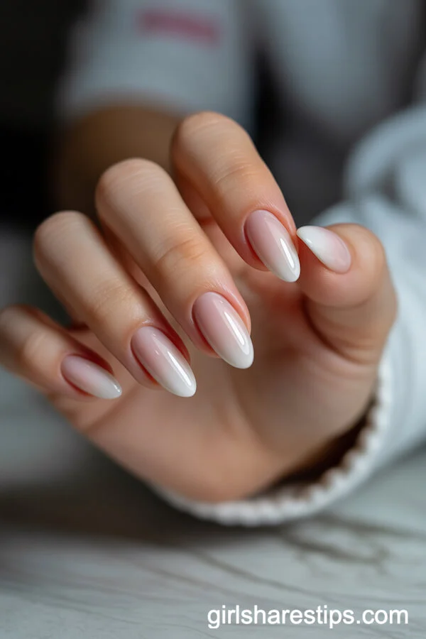 Almond Nude Ombre Gradient Nails