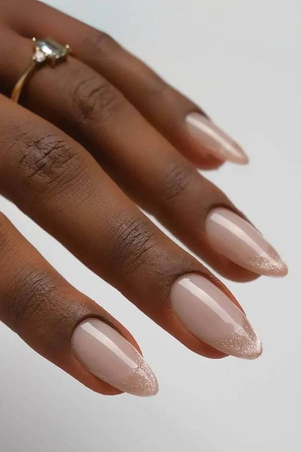 Neutral Shimmer French Cat Eye Nails