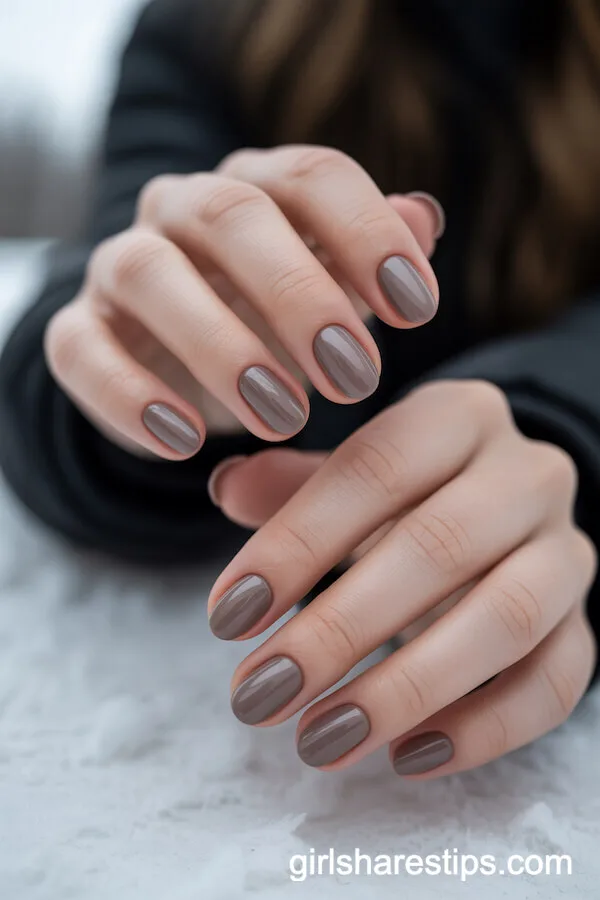 Classic Taupe Oval Nails