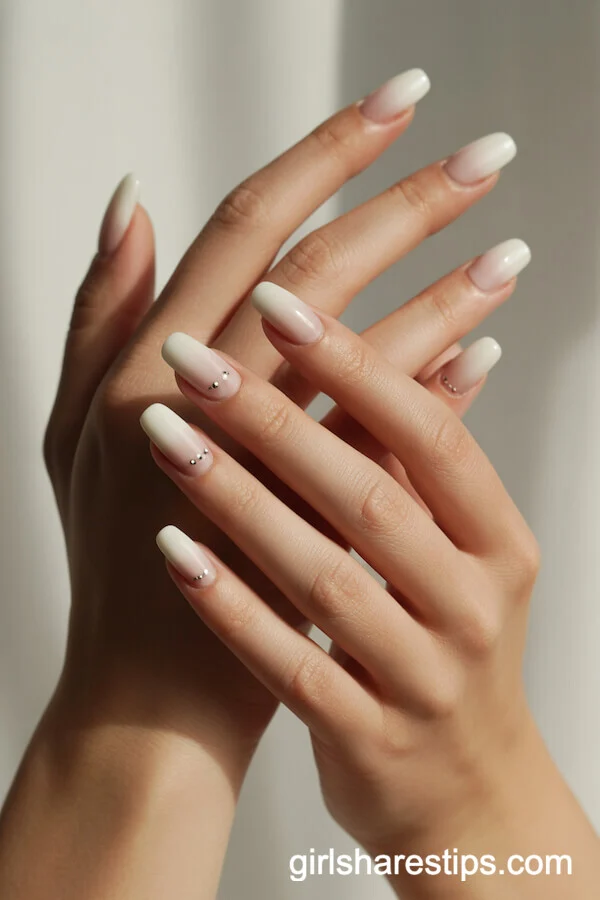 Milky Nude Baby Boomer Coffin Nails