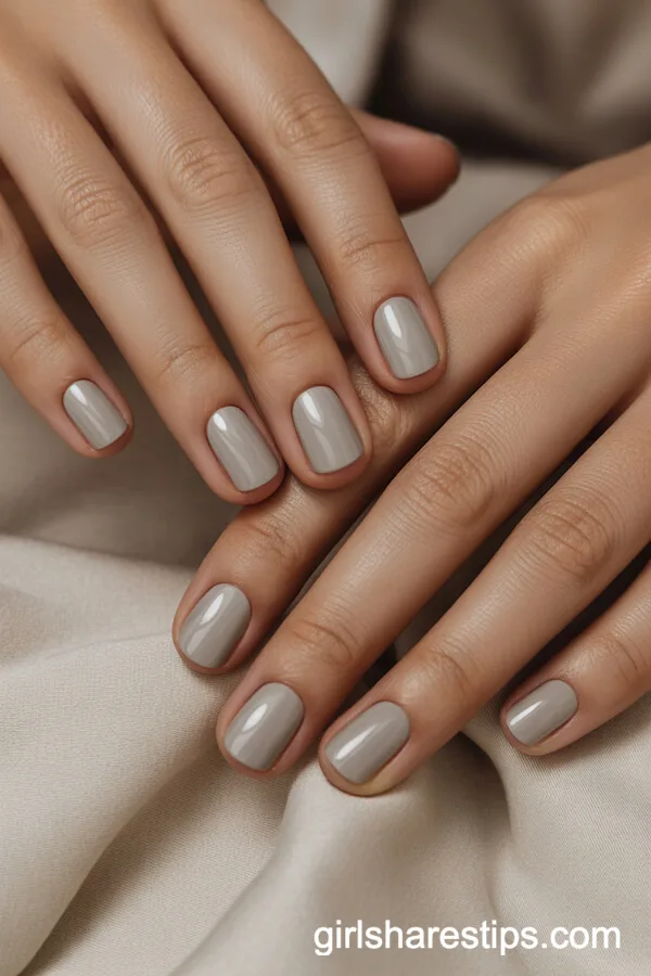 Cashmere Grey Short Natural Nails
