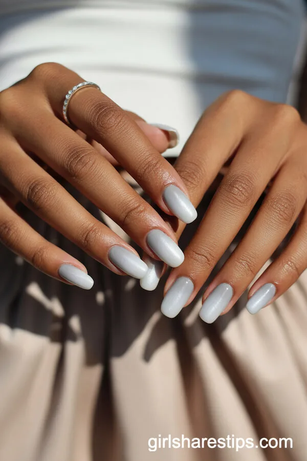 Grey to White Ombre Coffin Nails
