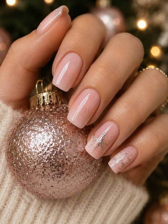 35 Stunning Nude Christmas Nails to Elevate Your Holiday Look