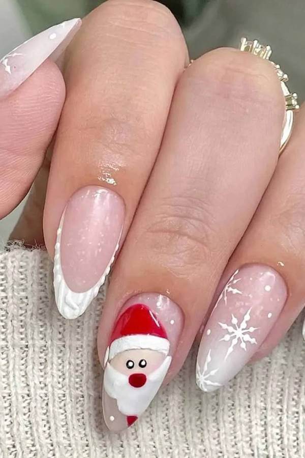 Nude Santa Claus Christmas Nails