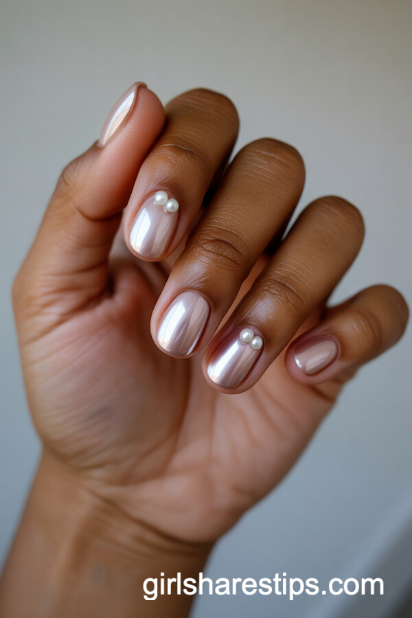 nude chrome nails