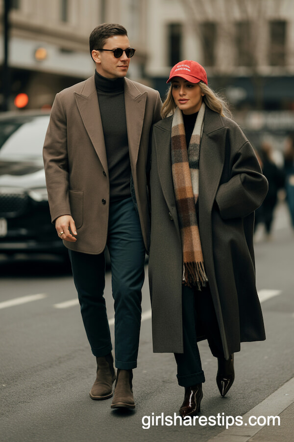 Taupe Blazer & Wool Coat Layering