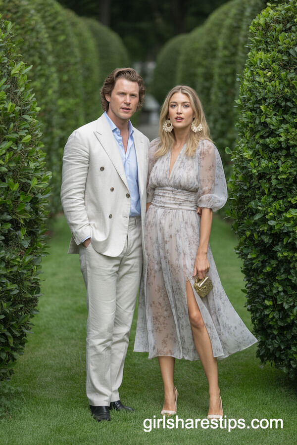 Suit Sans Tie & Flowy Floral Dress