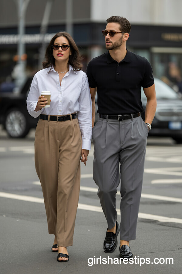 White Button-Down & Grey Trousers Match