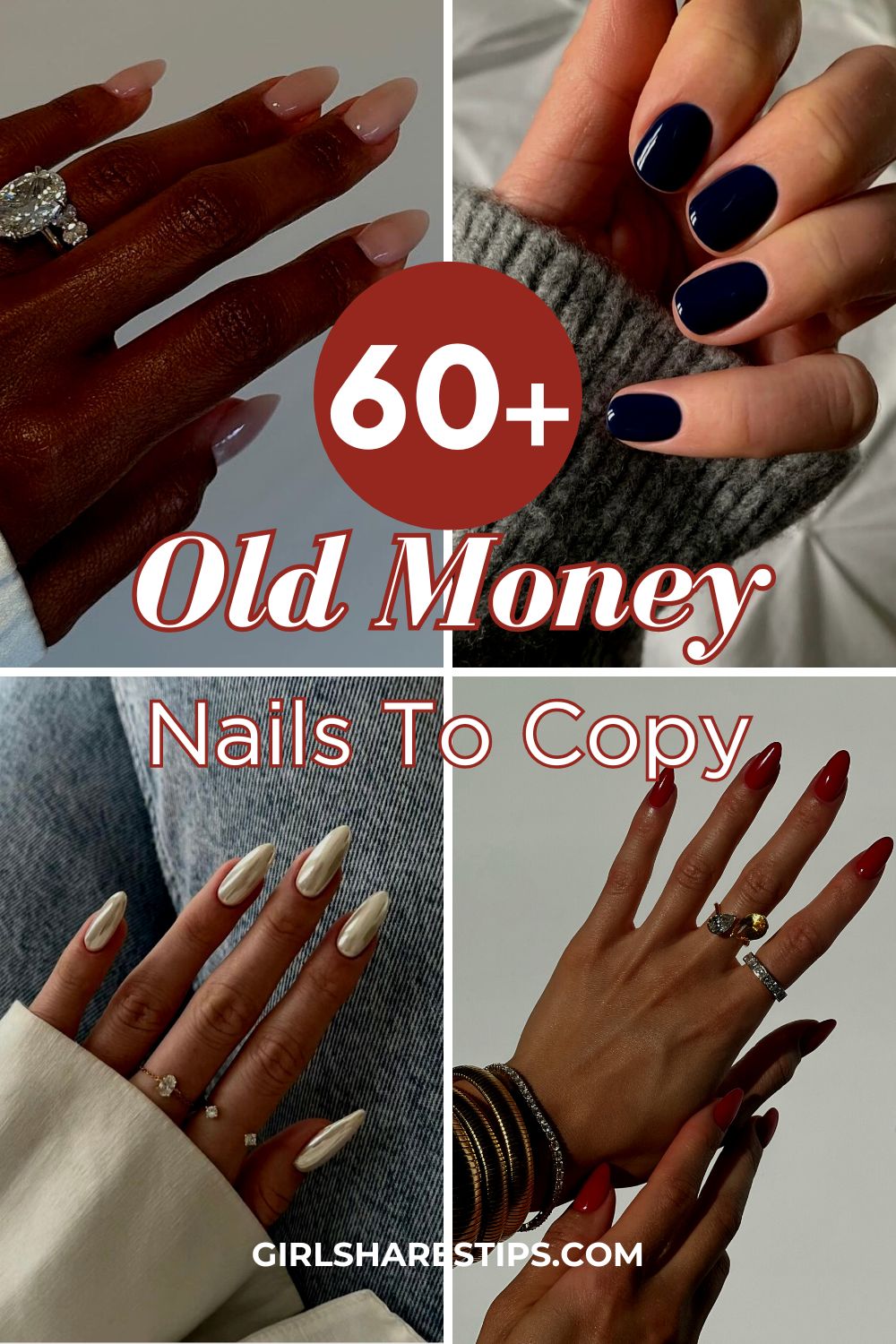 old money nails collage